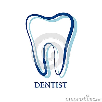 Stylized tooth. Outline drawing. Dentist Vector Illustration